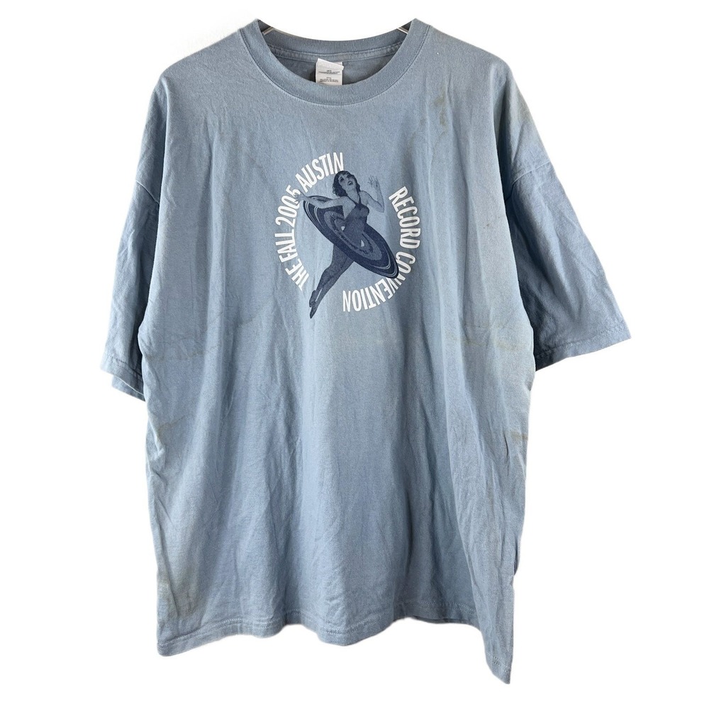 Vintage 2005 Austin‎ Record Convetion Smokey Blue T-Shirt Mens Size 2XL0